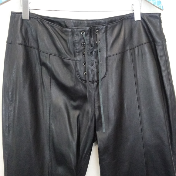 Wilsons Leather Pants - Wilson's Leather Black Leather Tie Up Pants sz14